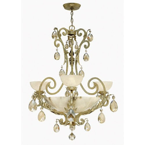 Barcelona Silver Leaf Three Light Chandelier with Natural Alabaster - Tianguang Alabaster Lighting