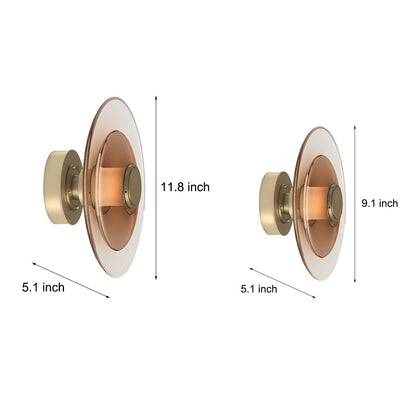 Double Layer Circular Glass Electroplated Metal LED Nordic Wall Fixtures, Hardwired Wall Sconce, detail 4