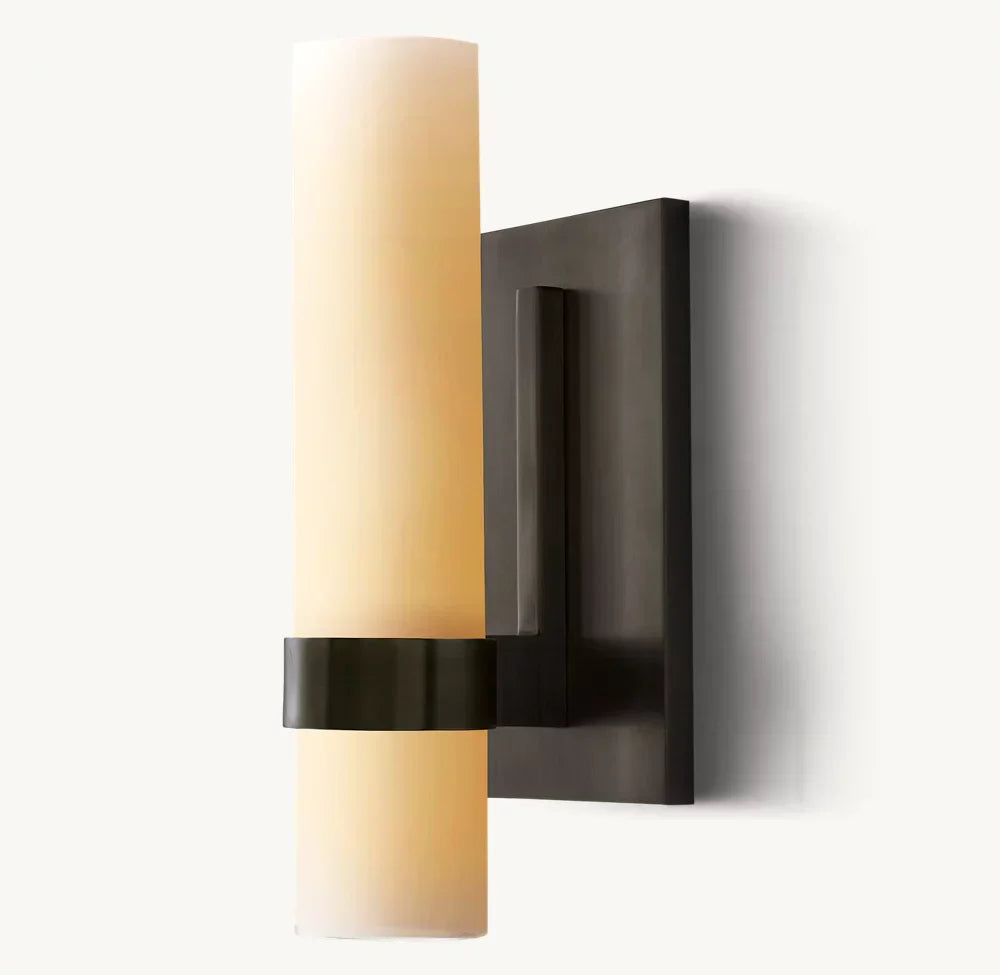 Ravelle Milk Glass Wall Light, Bathroom Wall Sconce, detail 7