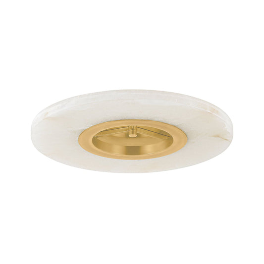 Alto 1-Light Alabaster Semi Flush in Aged Brass 24L x 24W x 3.25H - Tianguang Alabaster Lighting