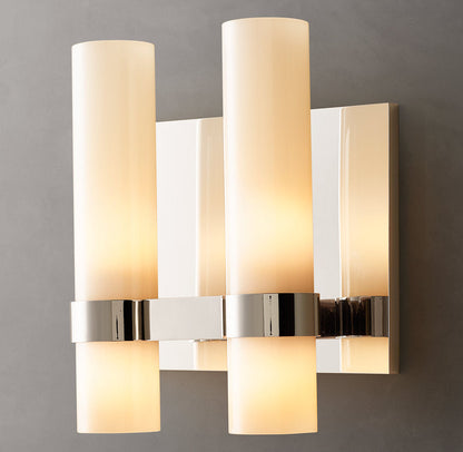 Ravelle Milk Glass Double Wall Light, Bathroom Wall Sconce, detail 4