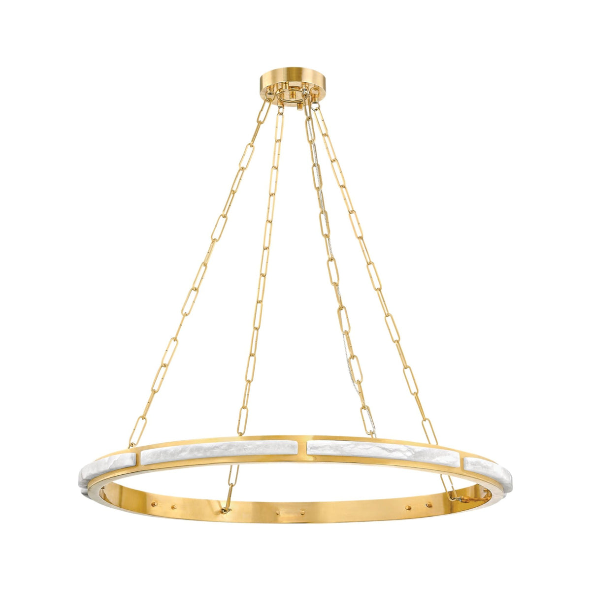 Wingate 1-Light Alabaster Chandelier in Aged Brass 36L x 36W x 2H - Tianguang Alabaster Lighting