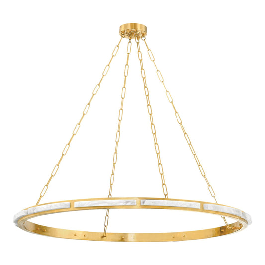 Wingate 1-Light Alabaster Chandelier in Aged Brass 48L x 48W x 2H - Tianguang Alabaster Lighting