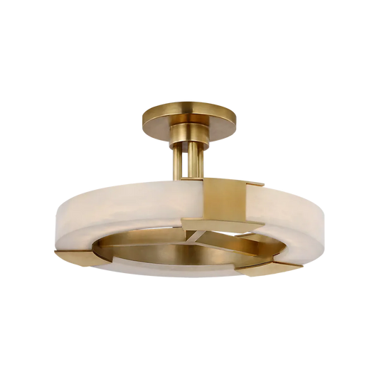 Covet Medium Ring Semi-Flush Mount Alabaster Chandelier - Tianguang Alabaster Lighting
