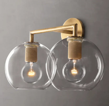Utilitaire Globe Shade Double Wall Light, Bathroom Wall Sconce, detail 16