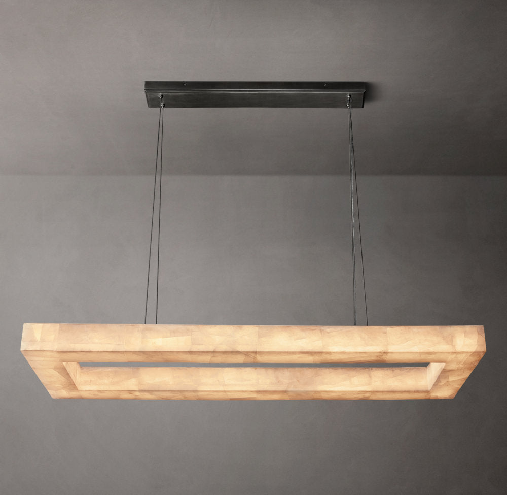 Rivage Lueur Rectangular Calcite Chandelier 54" - Tianguang Alabaster Lighting