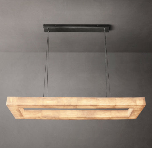 Rivage Lueur Rectangular Calcite Chandelier 54" - Tianguang Alabaster Lighting