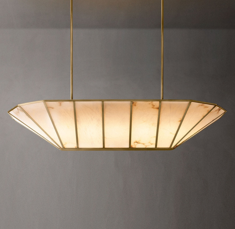 Lucette Linear Alabaster Chandelier 74" - Tianguang Alabaster Lighting