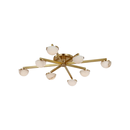 Pedra Large Staggered Arm Flush Mount Alabaster Chandelier - Tianguang Alabaster Lighting