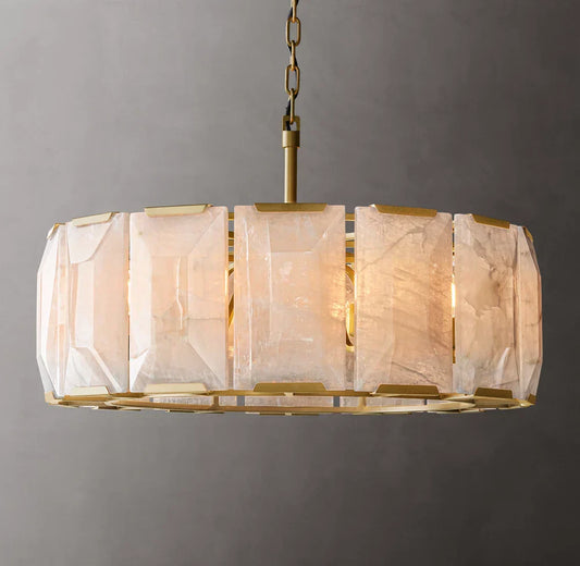 Harlow Calcite Round Chandelier 31" - Tianguang Alabaster Lighting