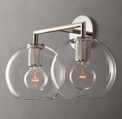 Utilitaire Globe Shade Double Wall Light, Bathroom Wall Sconce, detail 12