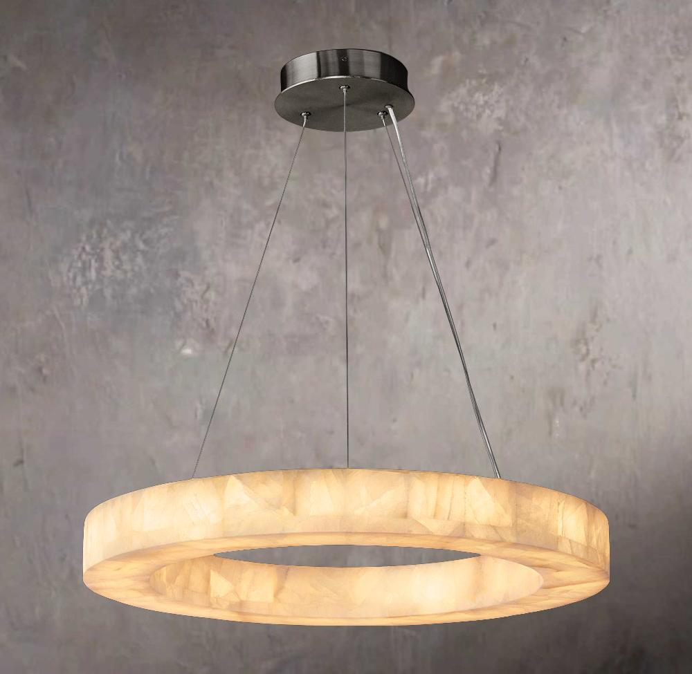 Rivages Glow Round Calcite Chandelier 31" - Tianguang Alabaster Lighting
