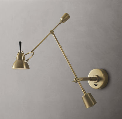 Counterpoise Swing-Arm Wall Light, Plug-In Wall Sconce, Dimensions 32"