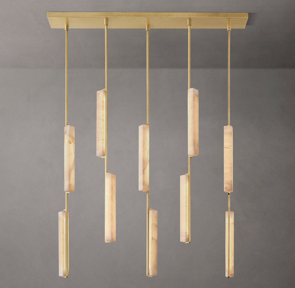 Audubon Alabaster Linear Chandelier 54" - Tianguang Alabaster Lighting
