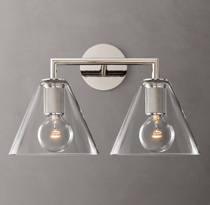 Utilitaire Funnel Shade Double Wall Light, Bathroom Wall Sconce, detail 14