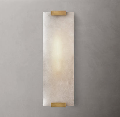 Hand-Carved Alabaster Grand Wall Light, Bathroom Wall Sconce, detail 5