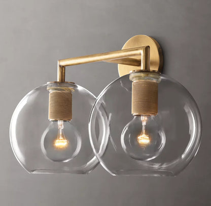 Utilitaire Globe Shade Double Wall Light, Bathroom Wall Sconce, detail 4