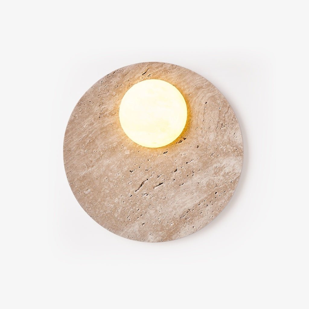 Terra Lume Orb Travertine Wall Lamp - Tianguang Alabaster Lighting