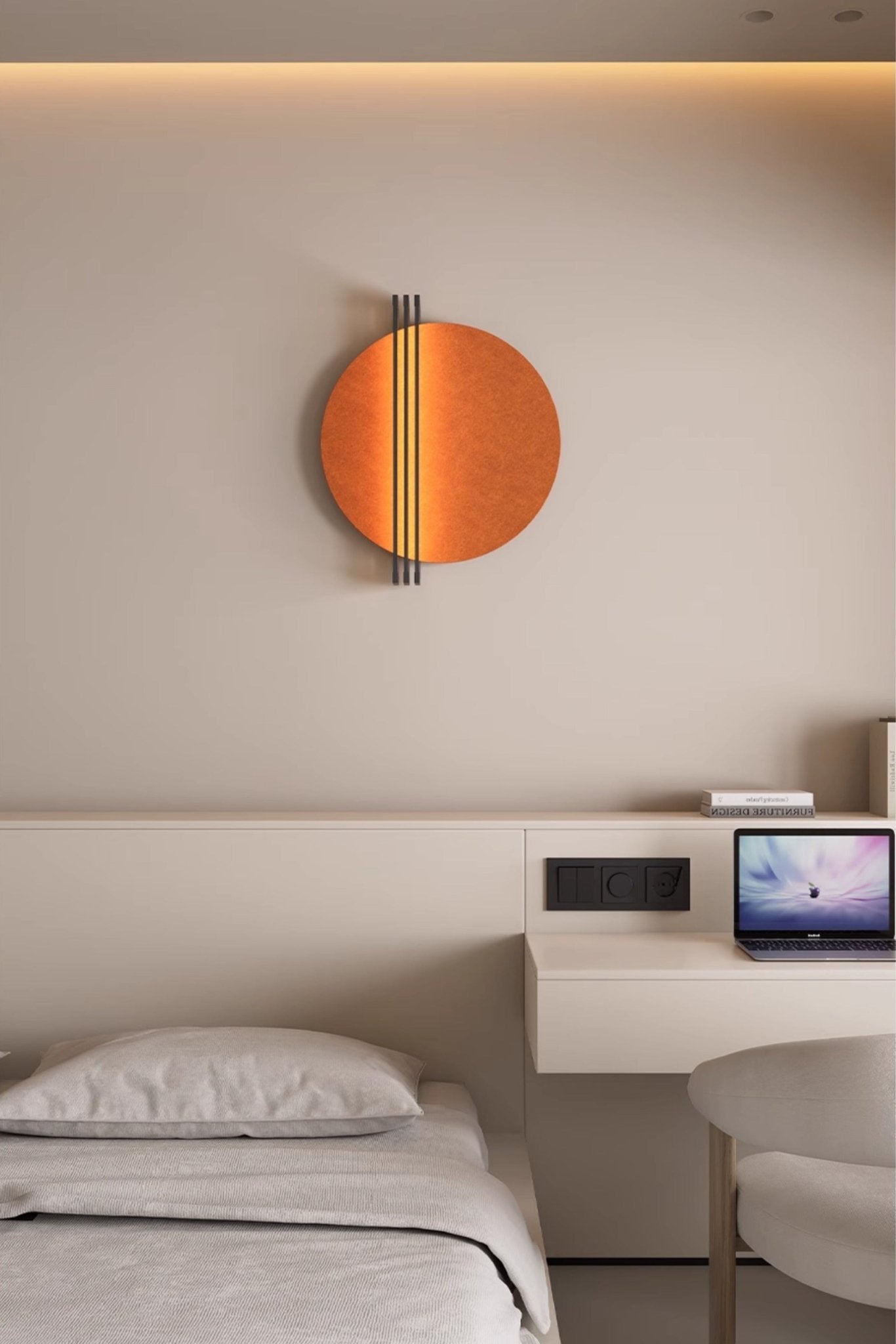 Abstract Sunrise Felt Wall Light, Plug-In Wall Sconce, detail 3