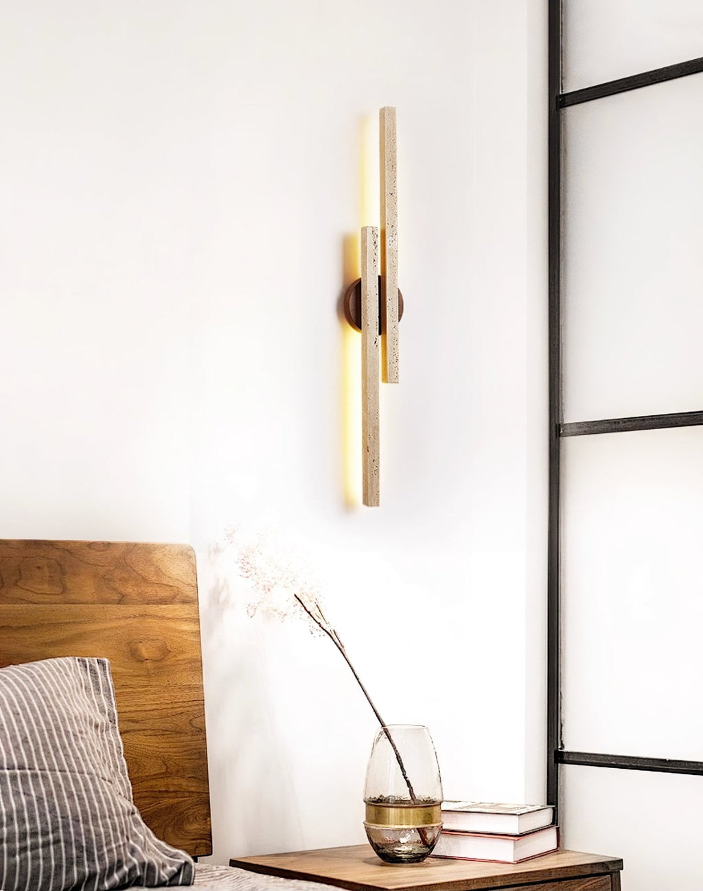 Aeris Travertine Wall Light, Hardwired Wall Sconce, detail 11