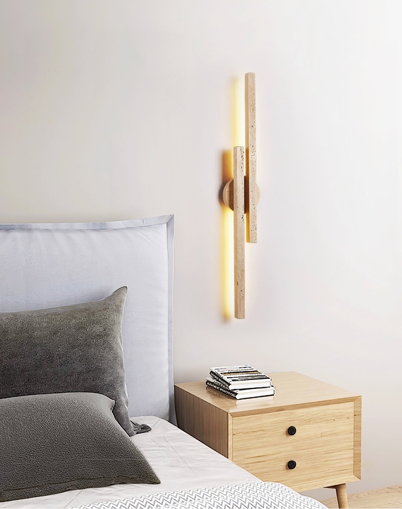 Aeris Travertine Wall Light, Hardwired Wall Sconce, detail 3
