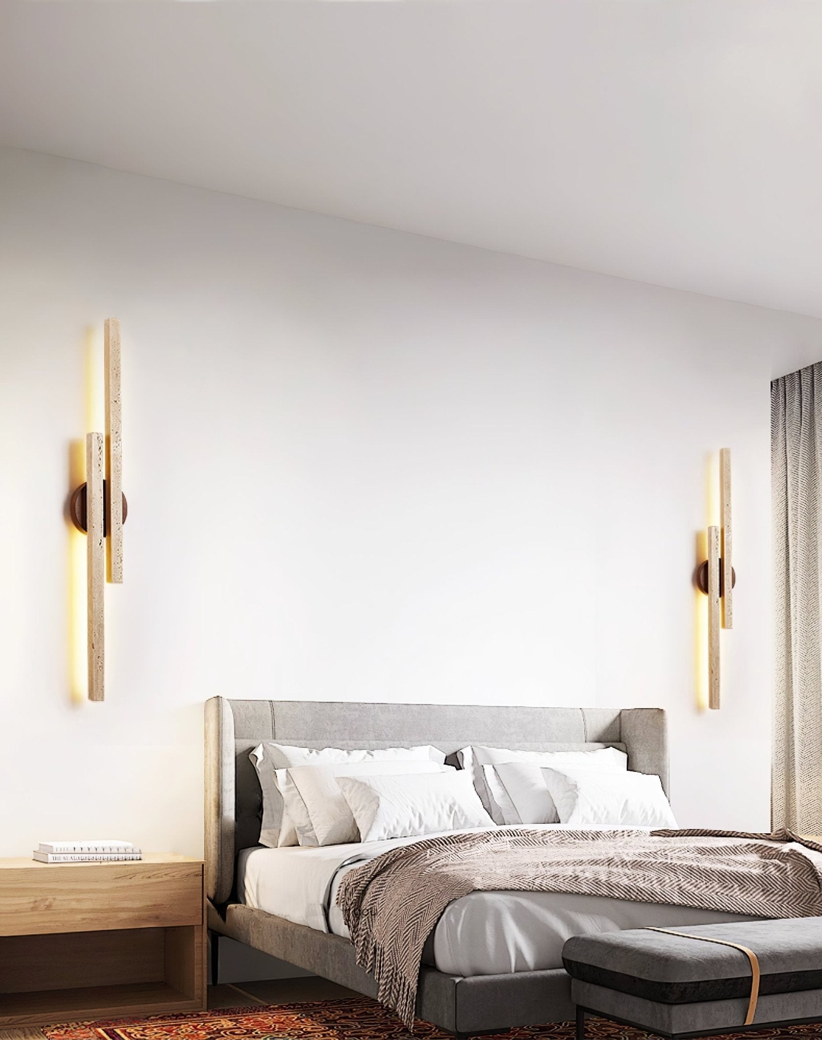 Aeris Travertine Wall Light, Hardwired Wall Sconce, detail 4