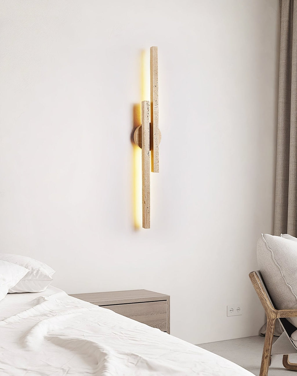 Aeris Travertine Wall Light, Hardwired Wall Sconce, detail 12