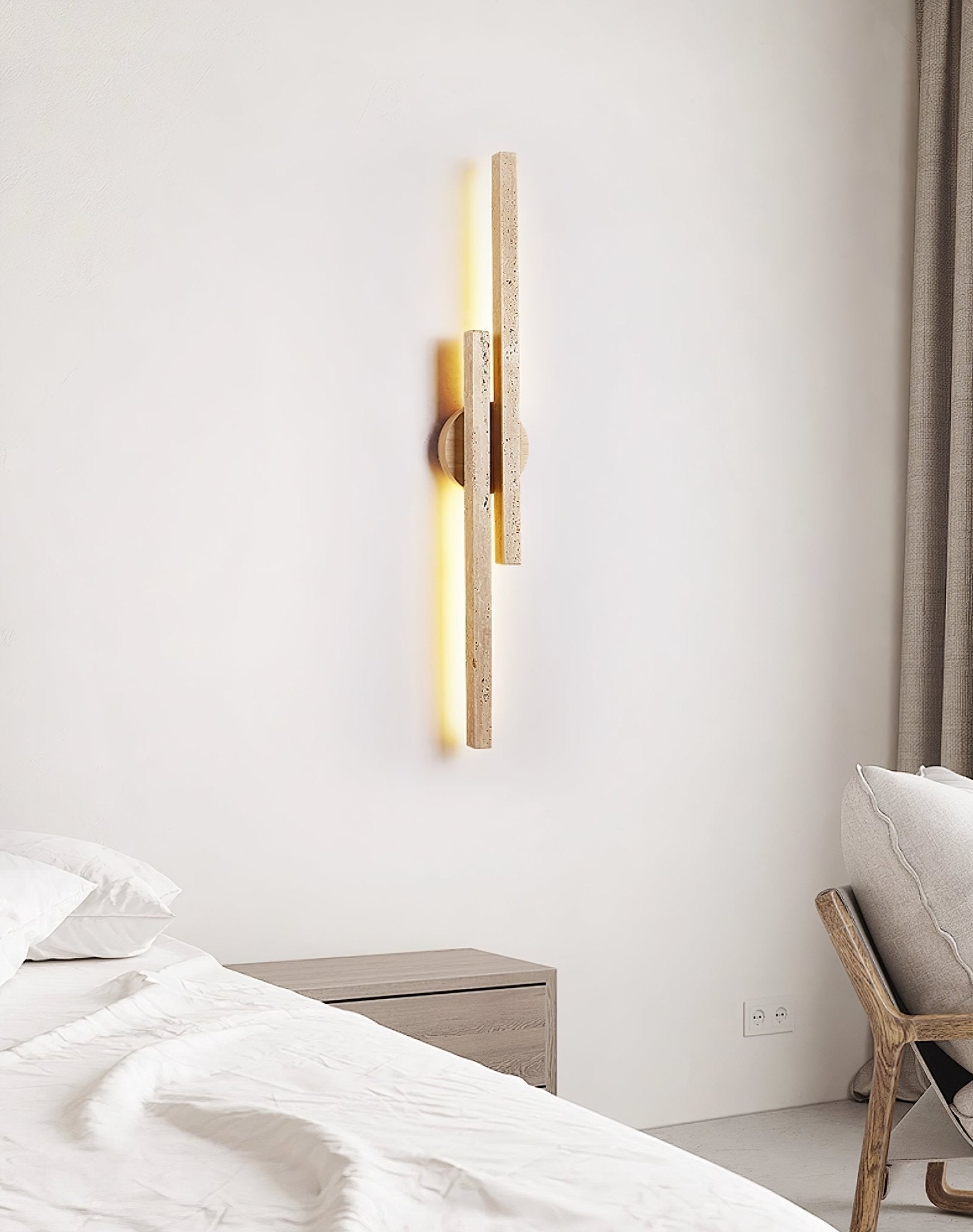 Aeris Travertine Wall Light, Hardwired Wall Sconce, detail 12