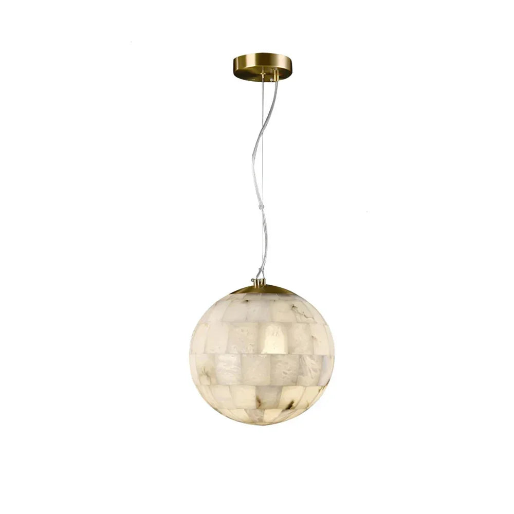 Alabaster Ball Pendant Light 28 cm Dia - Tianguang Alabaster Lighting
