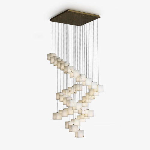 Alabaster Box Pendant Light 12 cm W Glod - Tianguang Alabaster Lighting