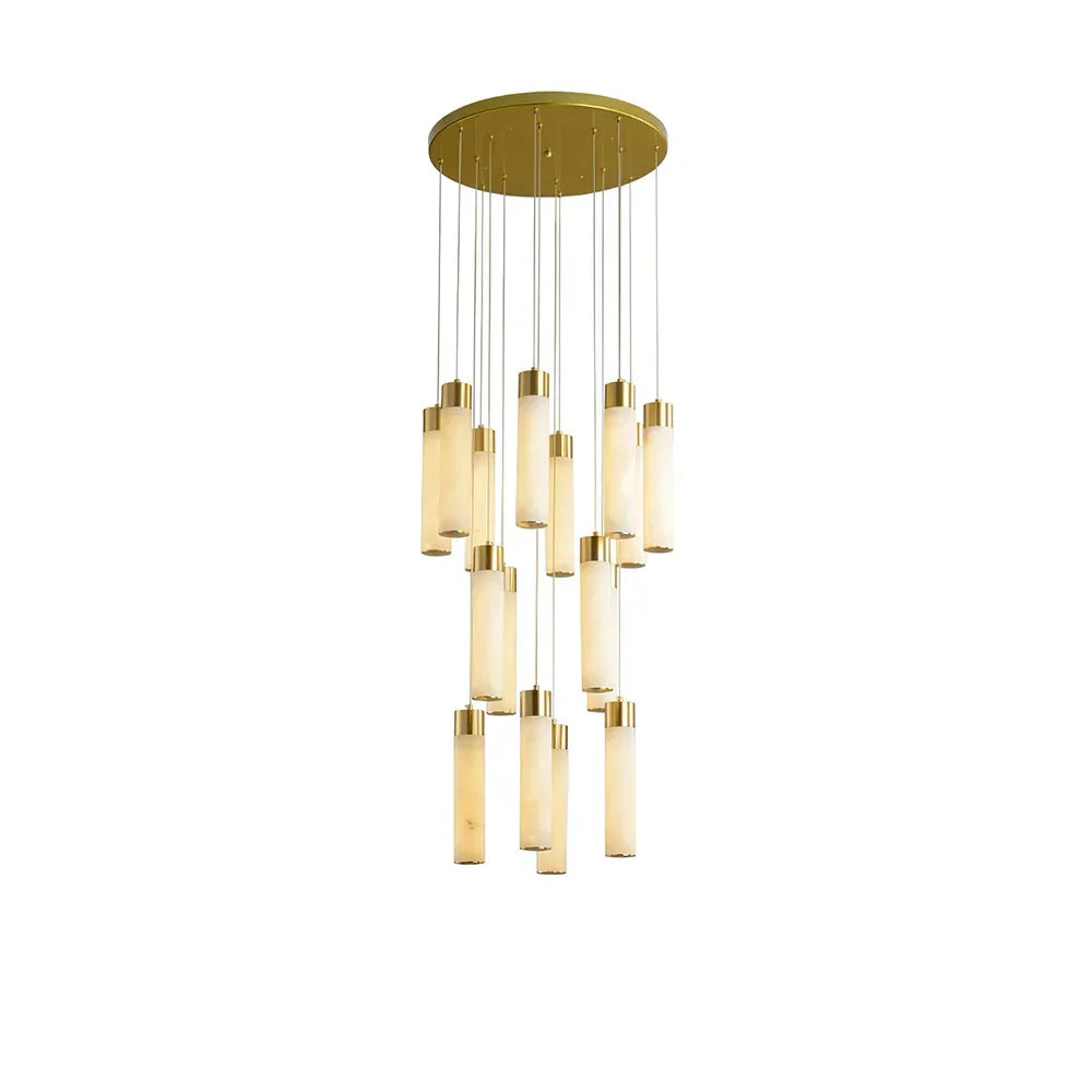 Alabaster Celestial Brass Cascade Chandelier - Tianguang Alabaster Lighting