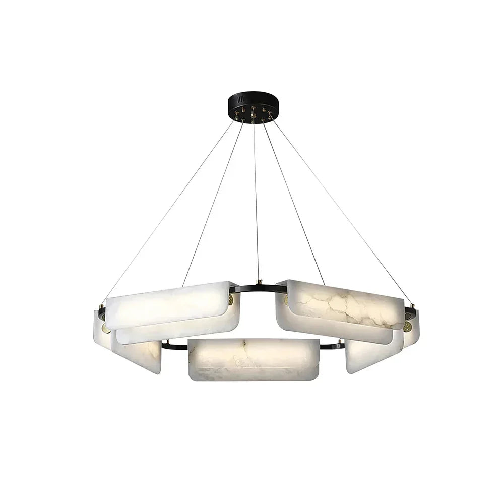 Delia Rectangular Alabaster Chandelier - Tianguang Alabaster Lighting