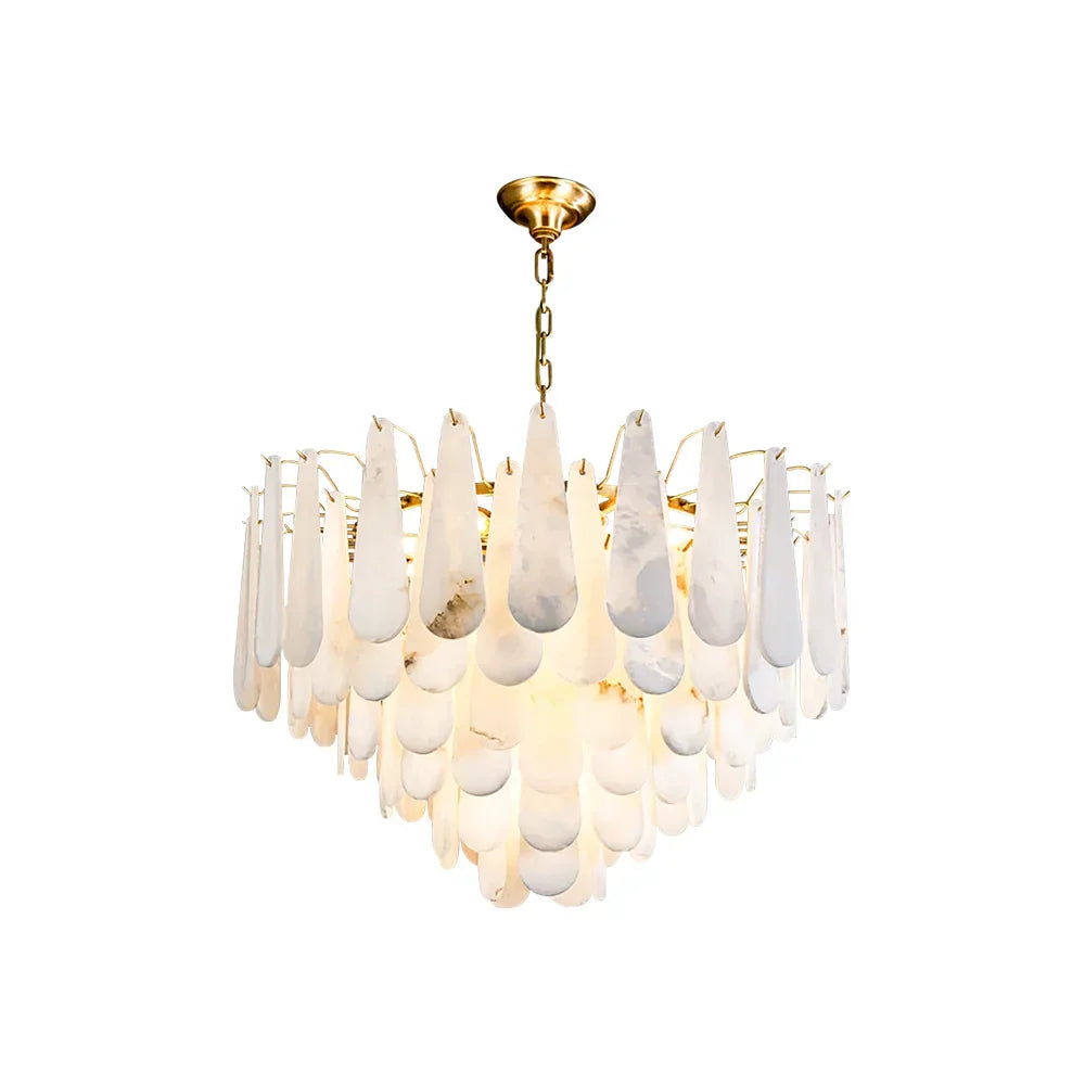 Alabaster Leon Drop Shape Chandelier - Tianguang Alabaster Lighting