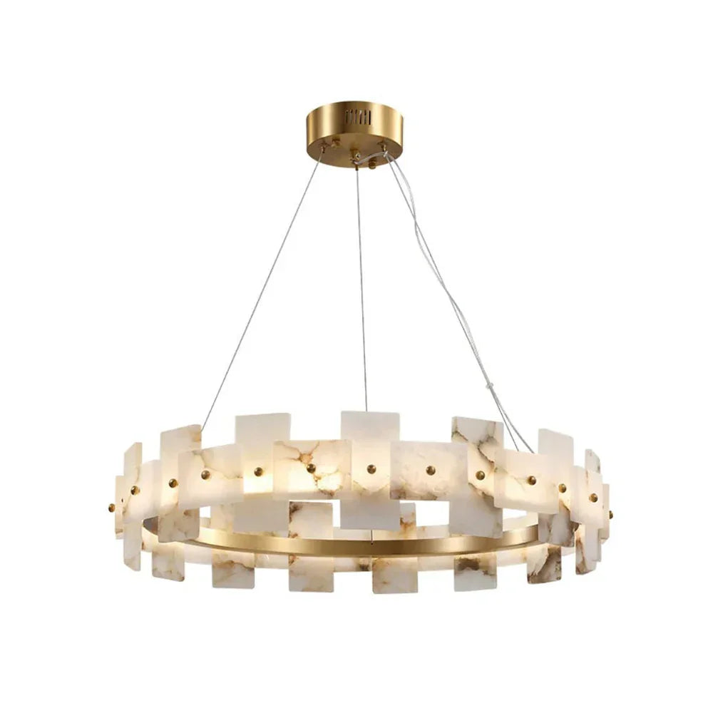 Alabaster Rectangle Annular Chandelier - Tianguang Alabaster Lighting