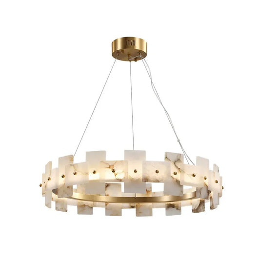 Alabaster Rectangle Annular Chandelier - Tianguang Alabaster Lighting