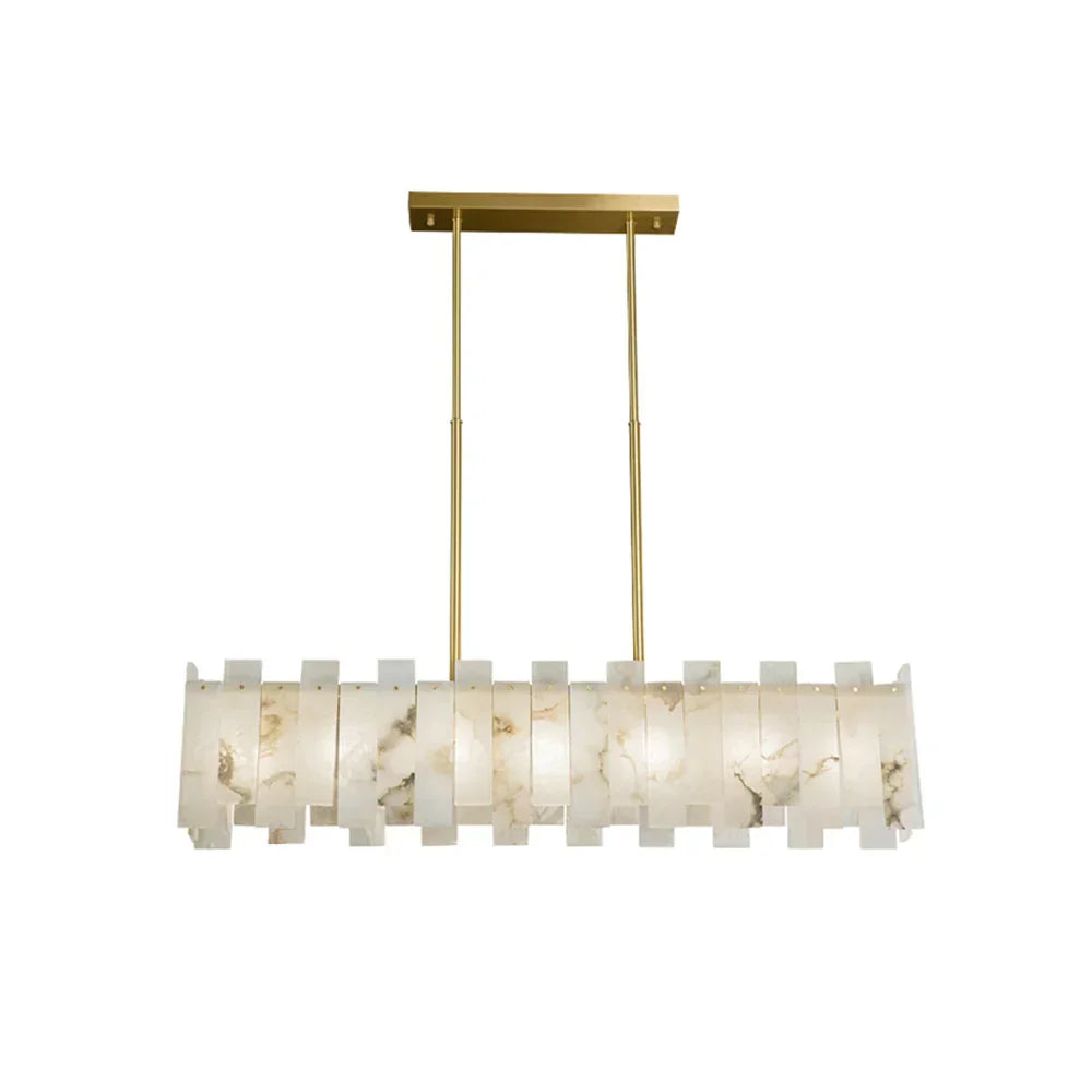 Alabaster Rectangular Linear Chandelier - Tianguang Alabaster Lighting