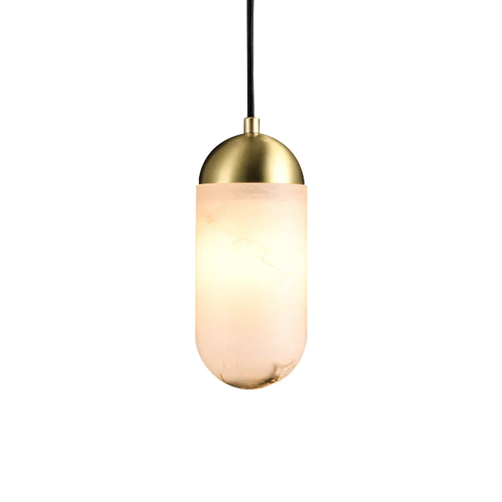 Alabaster Moonshade Copper Pendant Lamp - Tianguang Alabaster Lighting
