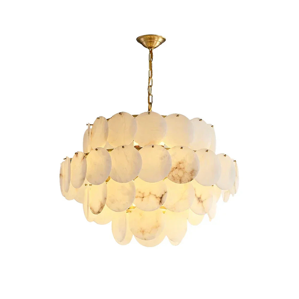 Alabaster Multi-Layer Brass Chandelier - Tianguang Alabaster Lighting