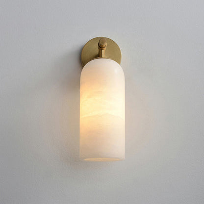 Alabaster Pillar Alabaster Wall Light - Dia 8cm x H 18cm Metal, Hardwired Wall Sconce, detail 9