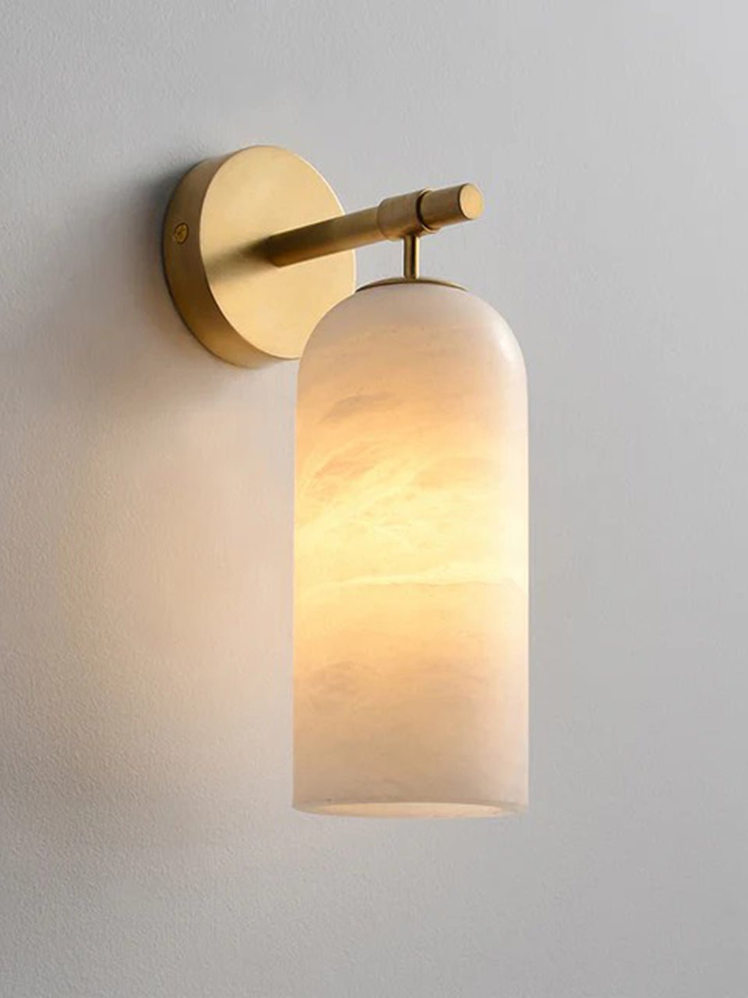 Alabaster Pillar Alabaster Wall Light - Dia 8cm x H 18cm Metal, Hardwired Wall Sconce, detail 12