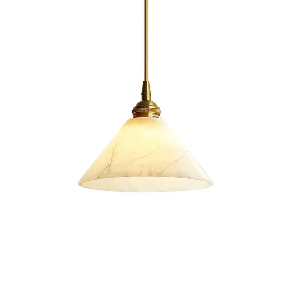 Alabaster Triangle Cone Pendant Light - Tianguang Alabaster Lighting