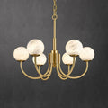 Alabaster Modern Brass Chandelier 25.6 in H - Tianguang Alabaster Lighting