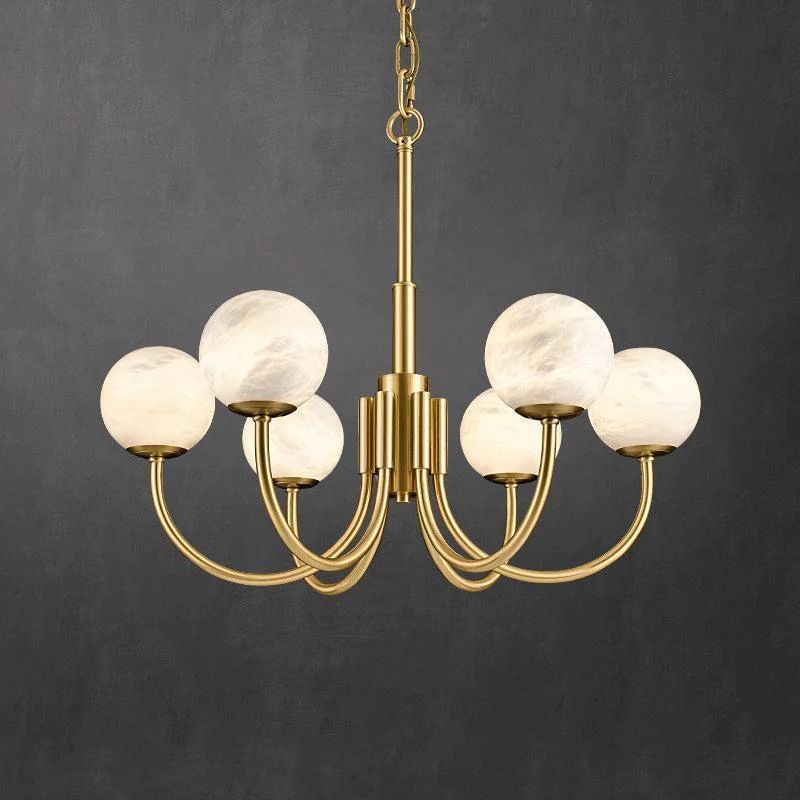 Alabaster Modern Brass Chandelier 25.6 in H - Tianguang Alabaster Lighting