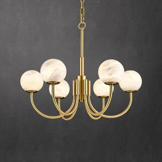 Alabaster Modern Brass Chandelier 25.6 in H - Tianguang Alabaster Lighting
