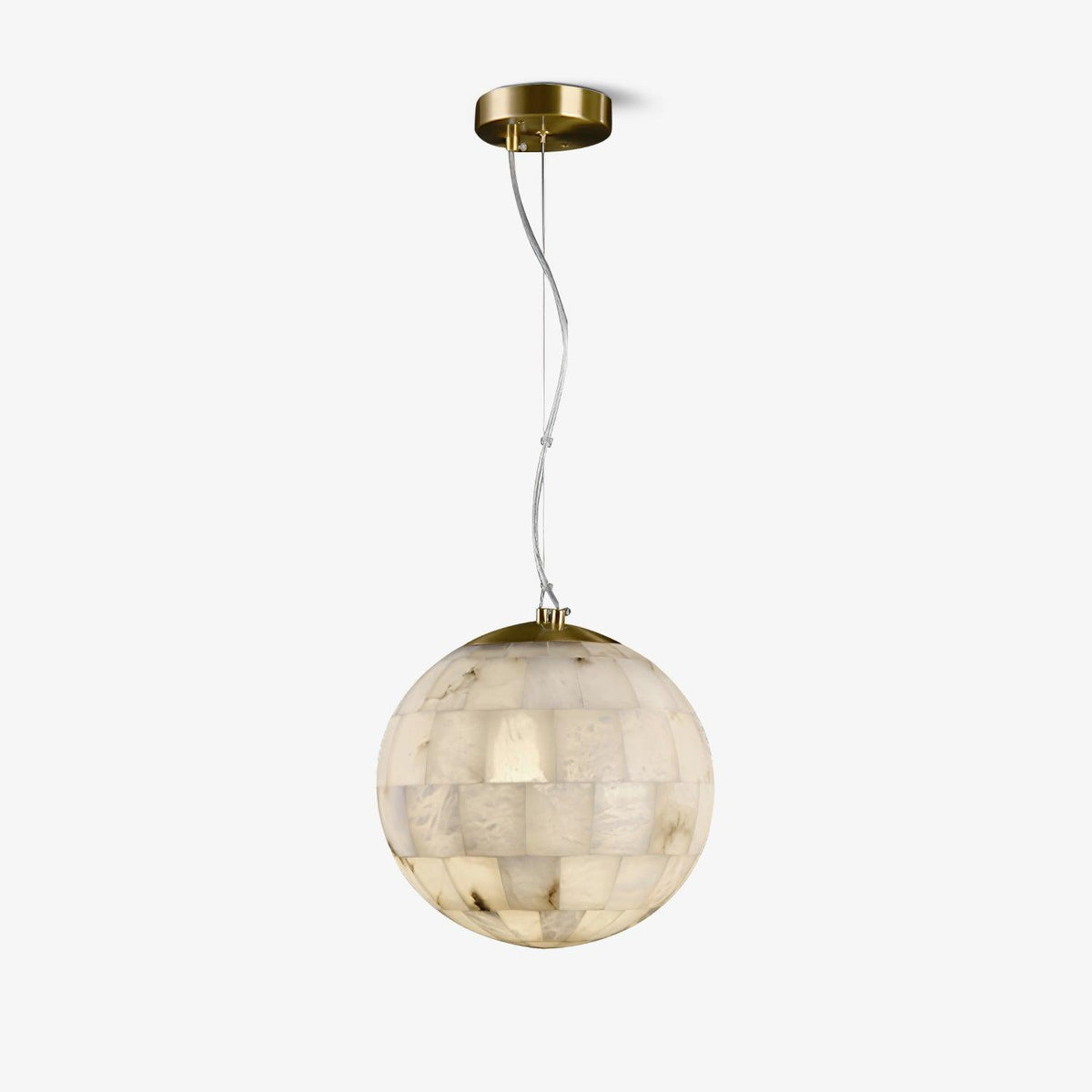 Alabaster Ball Pendant Light 11 in Dia - Tianguang Alabaster Lighting