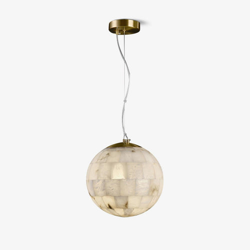 Alabaster Ball Pendant Light 11 in Dia - Tianguang Alabaster Lighting
