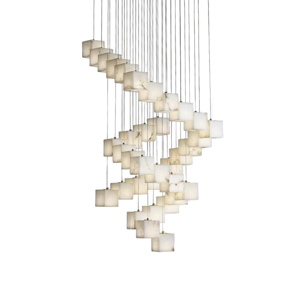 Alabaster Box Chandelier 59 in W - Tianguang Alabaster Lighting