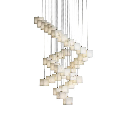 Alabaster Box Chandelier 59 in W - Tianguang Alabaster Lighting