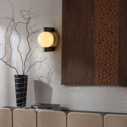 Alabaster Orb Alabaster Wall Light, Hardwired Wall Sconce, detail 7