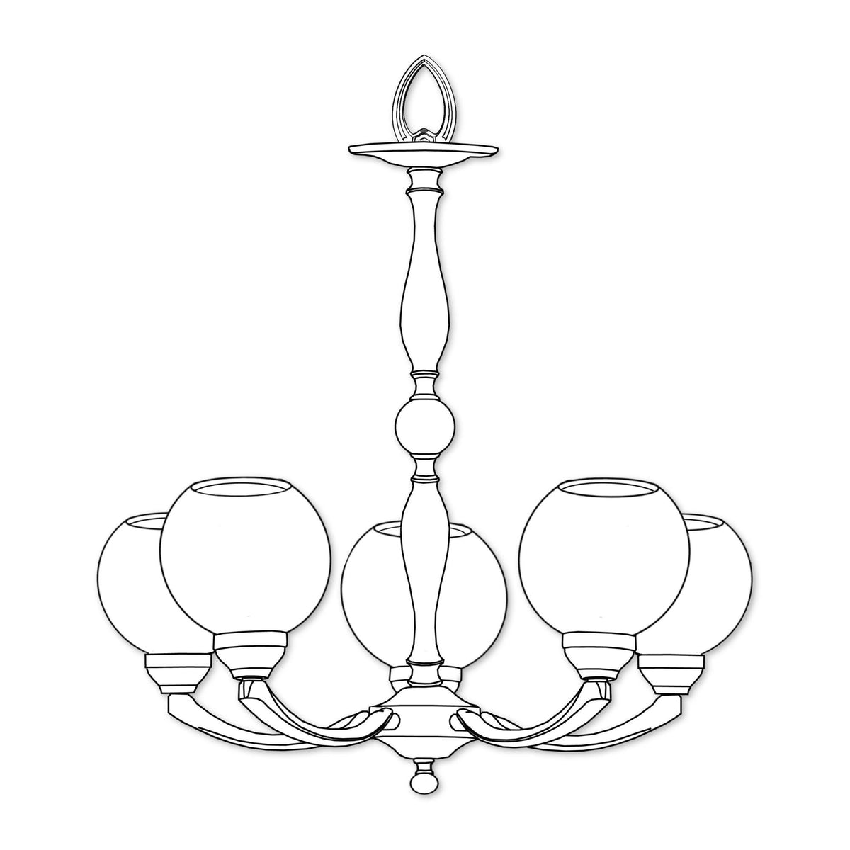 Alabaster Globes 5 Light Chandelier - Tianguang Alabaster Lighting